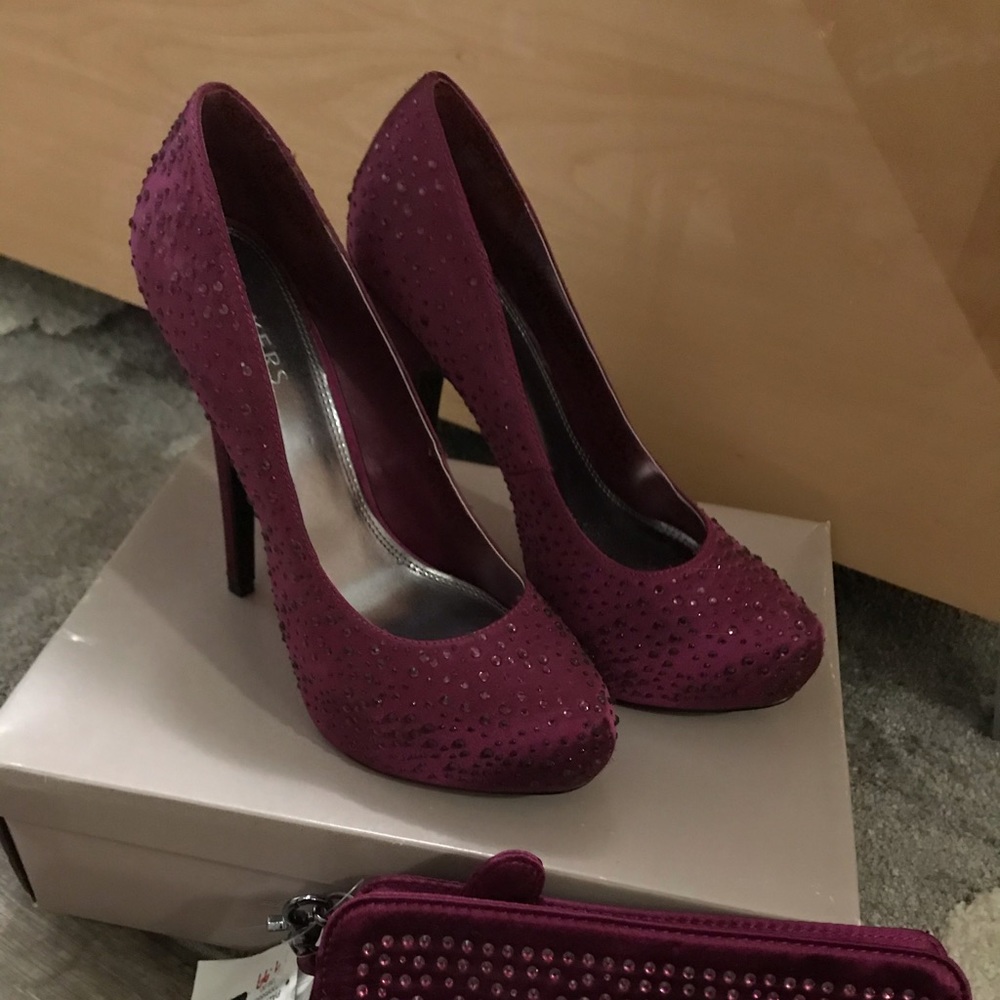 Studded platform pumps & matching bag..never worn